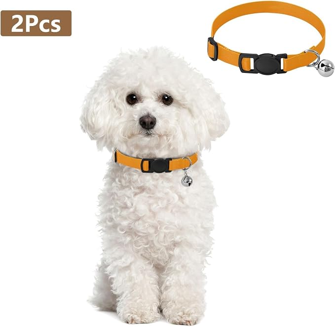 Teal Orange Pink Gradient Puppy Collar 2 Pack Lightweight Small Dog Collar Adjustable Length 10.6" to 17.1"