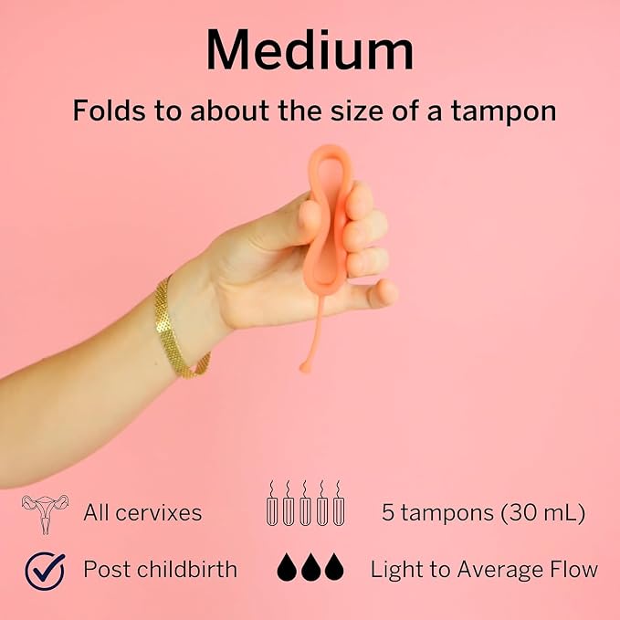 Pixie Menstrual Disc for Feminine Care - Ranked 1 for Best Tampon Alternative Period Disc - 100% Medical-Grade Silicone - Removes Like a Tampon - Wear 12 Hours - Capacity of 5 Tampons (Plum, Medium)