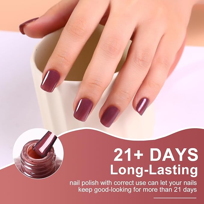 Major Dijit Quick Air Dry Nail Polish Glitter Rosy Brown Regular Nail Polish Non UV Gel Hema 0.34 fl oz.