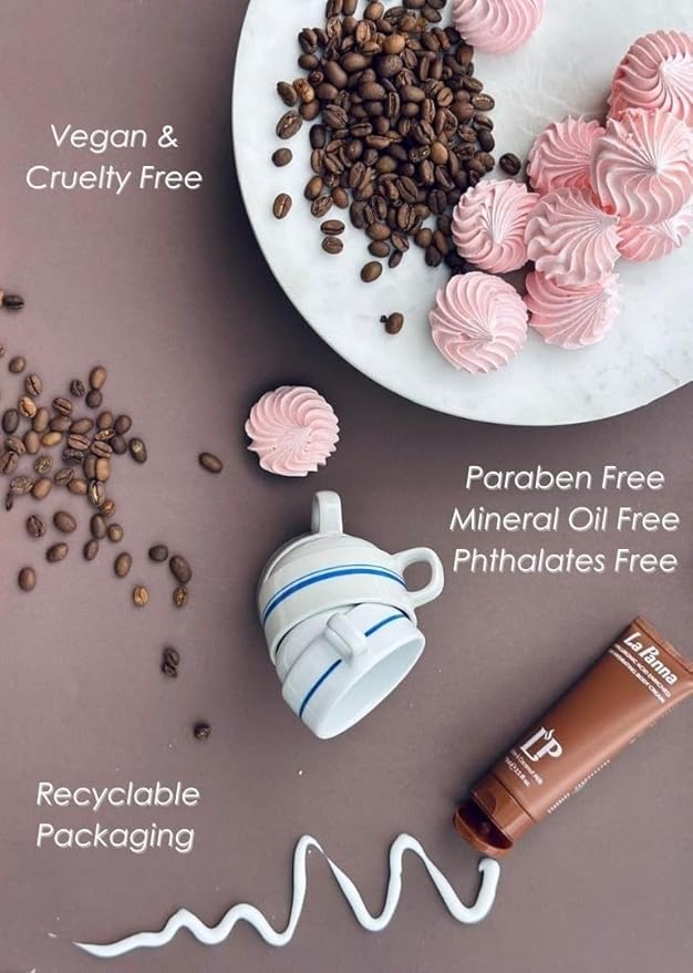 La Panna Coffee & Coconut Milk Body Cream for Women & Men | 72H Deep Moisture Cream with Hyaluronic Acid & Vitamin E | Hydrates, Nourishes & Softens | Fast Absorbing | Cruelty-Free & Vegan | 2.5 fl oz