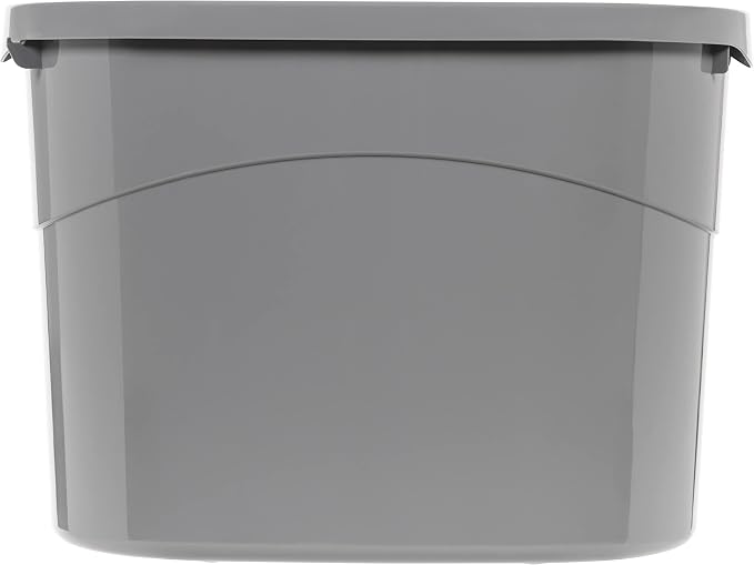 Amazon Basics Large Cat Litter Box with High Sides, Top Entry, Odor Control, Includes Scoop, 20.5 x 14.75 x 14.38 inches, Grey