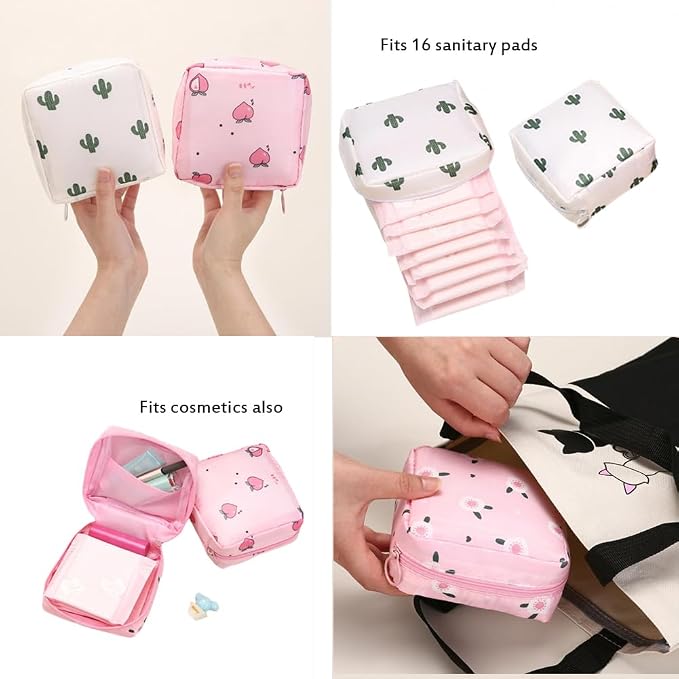 Happyupcity 3Pcs Sanitary Napkin Storage Bag – Portable Oxford Nylon Period Pouch with Zipper for Tampons, Menstrual Cups & Feminine Care