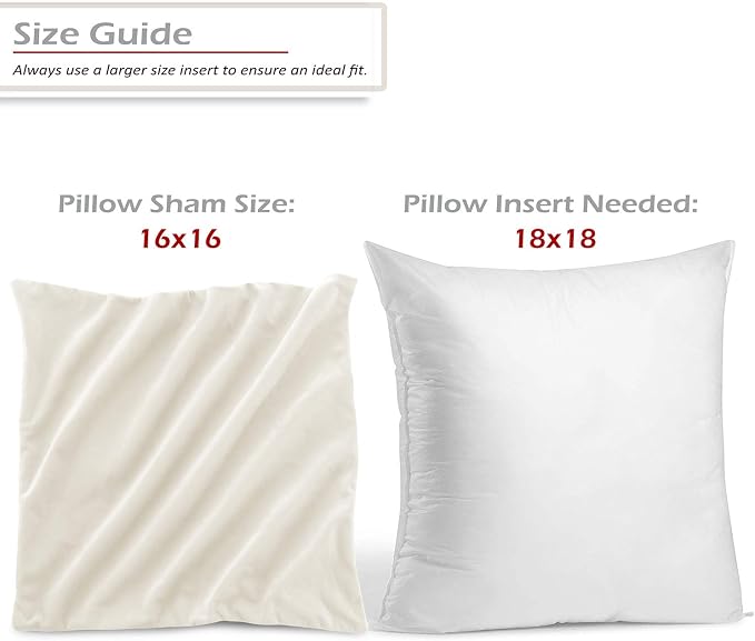 Throw Pillow Inserts Pack of 2 with Velvet Soft Solid Decorative Square Throw Pillow Covers Set for Sofa Couch Car Bedroom, 18X18 Throw Pillows Inserts with 16x16 Washable Cushion Covers, Off White