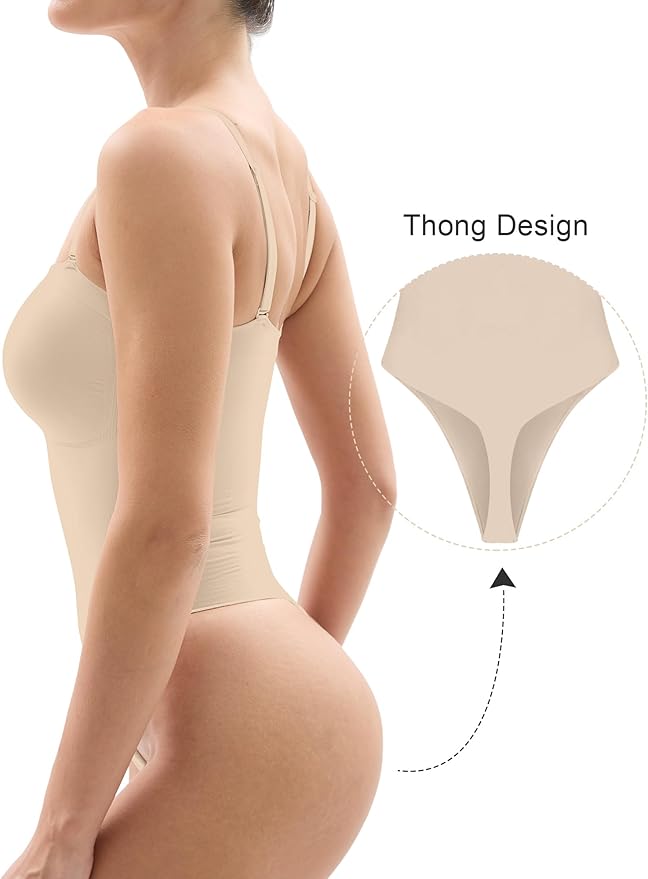 SHAPERX Strapless Shortie Bodysuit for Women Tummy Control Shapewear Seamless Body Shaper with Removable Straps