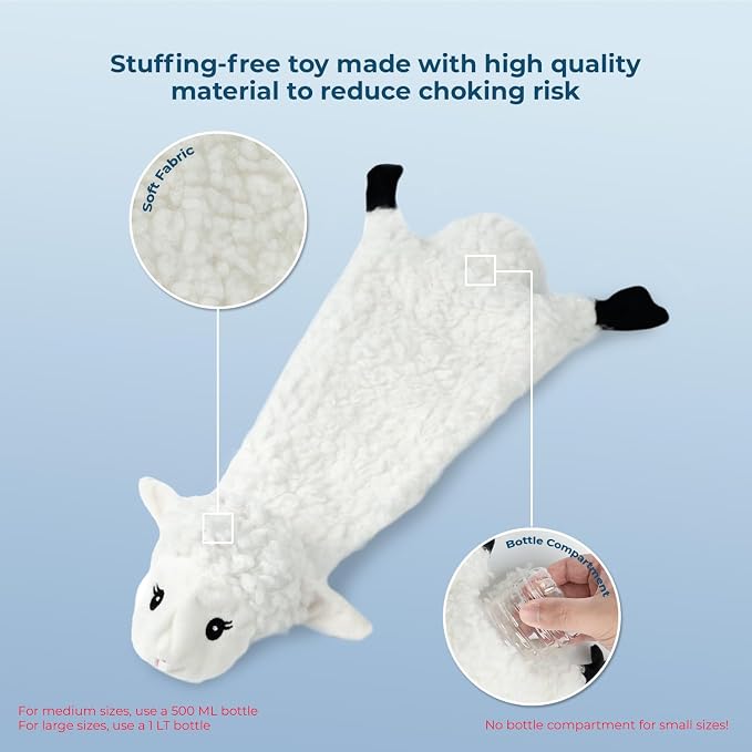 Best Pet Supplies 2-in-1 Stuffless Squeaky Dog Toy - Sheep, Small | No-Stuffing, 2 Built-in Squeaker, No Mess, Soft, Interactive Indoor & Outdoor Play, Lightweight, Perfect for Moderate Chewer