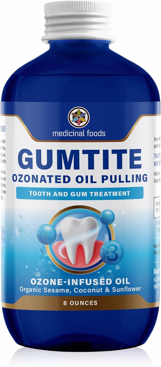 Medicinal Foods Gumtite Ozonated Mouthwash Oil | Natural Treatment for Gum Health | Oral Care | Gum Inflammation Relief | Plaque Prevention | Fight Bad Breath | Gum Repair & Dental Health
