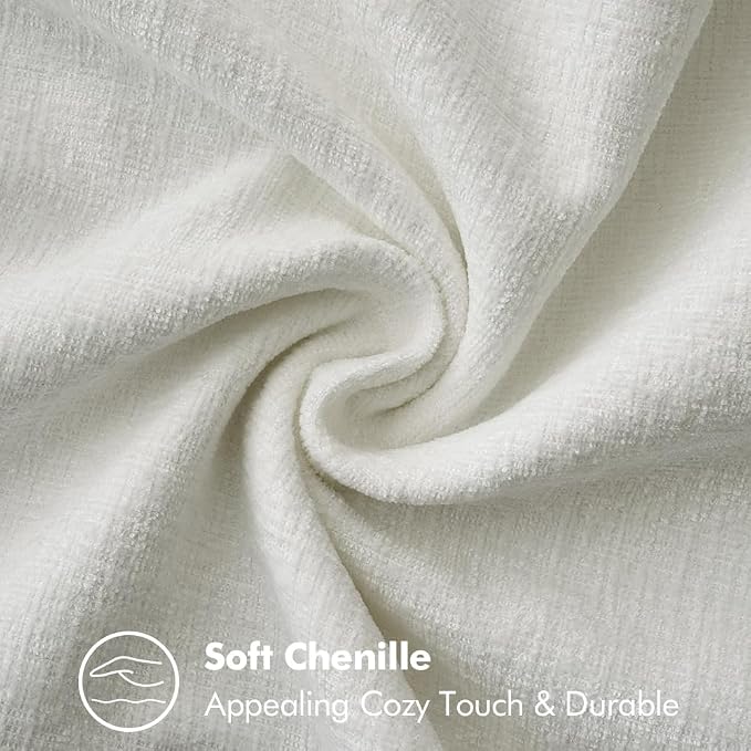 MIULEE Decorative Couch Throw Pillow Covers 18x18 Inch Pure White 2 Pack | Farmhouse Pillow Covers with Stitched Edge, Soft Chenille Cushion Cases, for Sofa Bed Living Room Home Decor