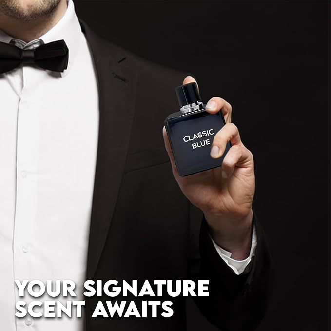AFLUXE 2PCS Valentine Milano/Classic Blue Eau De Toilette for Men-Fresh,Romantic Scent Perfume for Men 3.4 Fl Oz Each Mens Cologne For All Skin Daily Used