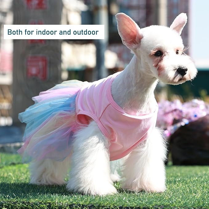 ANIAC Dog Vest Skirt Puppy Princess Dresses Cute Birthday Tutu Skirt Doggy Wedding Outfit Pet Clothing for Cats and Small Medium Dogs (Pink, X-Large)