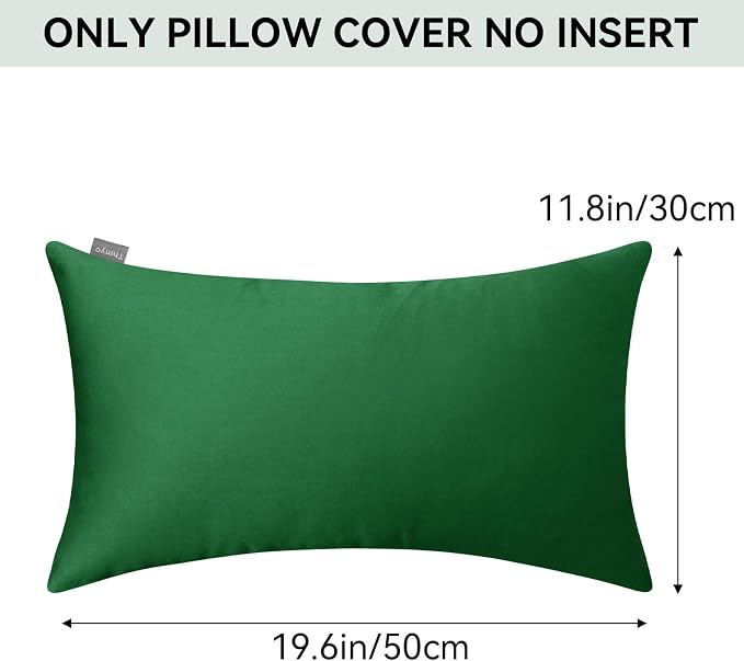 4-Pack 100% Cotton Lumbar Comfortable Solid Decorative Throw Pillow Case,Thmyo Rectangle Cushion Cover Pillowcase Sublimation Blank Pillow Covers DIY Pillow Covers(12x20inch/30x50cm, Christmas Green)