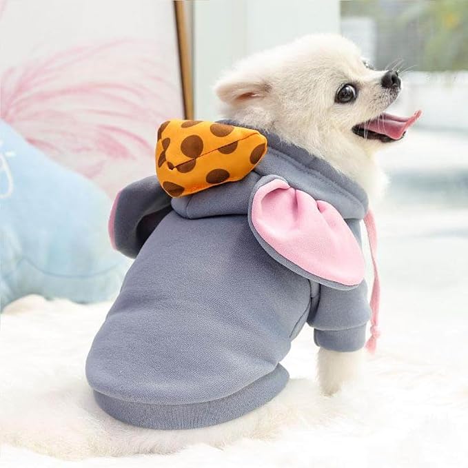 Dog Hoodie Warm Autumn Winter Pet Sweatshirt (Gray Mouse Hoodie,XXL) | Cute styling Pet Clothing Coat For 2-25 Lbs Small Medium Dog Cat French Bulldog Chihuahua Pug Boston Terrier Poodle Dachshund