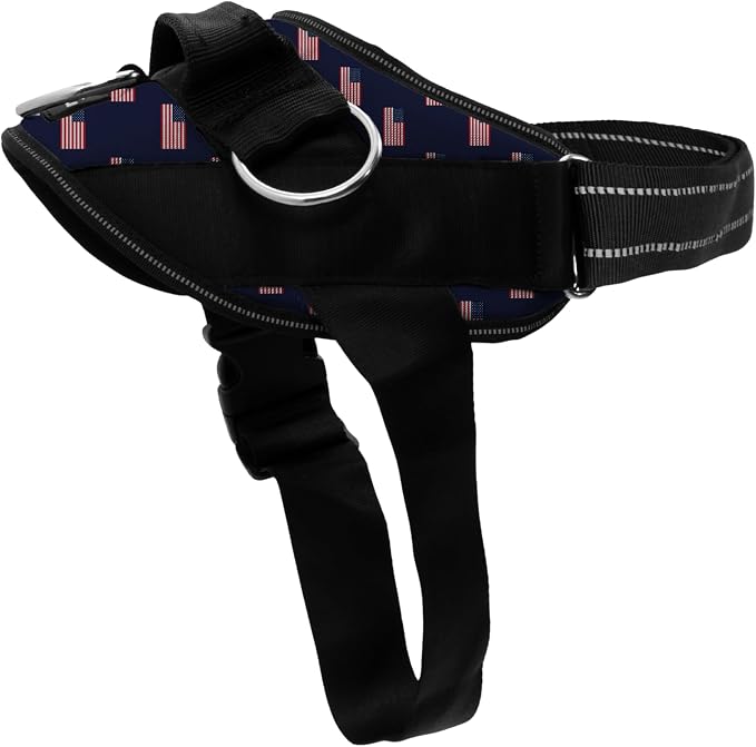 ShawnCo Essential Dog Harness, No-Pull Pet Vest (USA Flag,L) | 3 Leash Clips, Easy On, No-Choke, Reflective, Adjustable Fit, Padded Comfort, Control Handle, For Small, Medium & Large Dogs