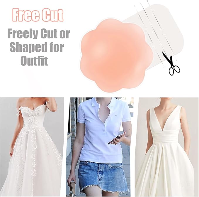 FLORENCE IISA Sticky Bra for Breast Lift Pasties Nipple Covers Invisible Silicone Adhesive Bra Petals Stick on Bra