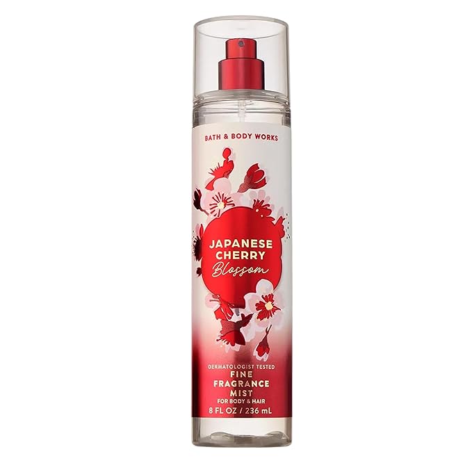 Bath & Body Works Japanese Cherry Blossom Fine Fragrance Mist, Body Spray & Perfume for Women, Long-Lasting Personal Fragrance, Iconic Floral Scent, 8 fl oz - 1 Pack
