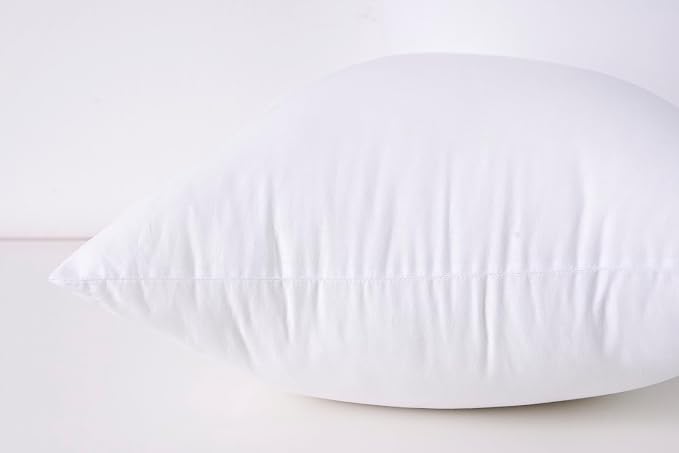 Throw Pillow Inserts, 18x18 Inch Decorative for Sofa, Bed and Chair, Cotton Cover, Set of 2, White