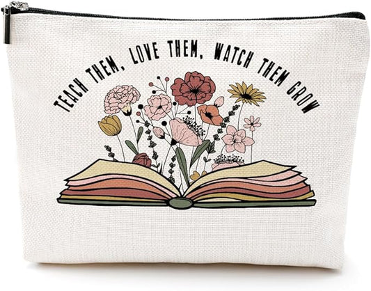 Inspirational Teacher Gifts: Cosmetic Bag & Makeup Pouch - Perfect for New Teacher, Retirement, Christmas & Birthday Gifts