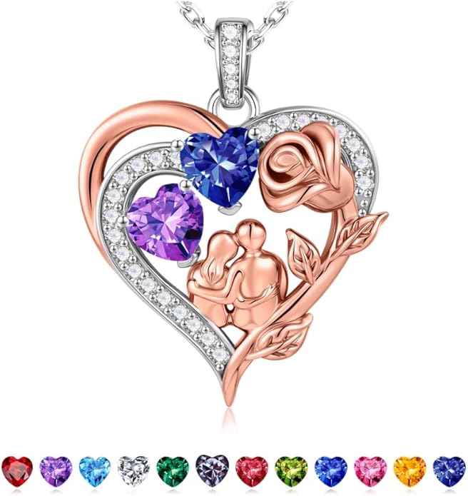 Iefil Valentines Day Gifts for Her - 925 Sterling Silver Birthstone Necklace for Women, Anniversary Birthday Gifts for Wife Girlfriend Mom