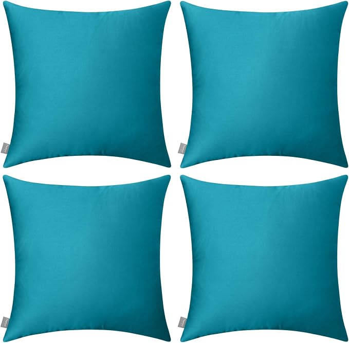 4-Pack 100% Cotton Comfortable Solid Decorative Throw Pillow Case,Thmyo Square Cushion Cover Pillowcase Sublimation Blank Pillow Covers DIY Throw Pillowcase for Sofa(18x18 inch/ 45x45cm,Lake Blue)