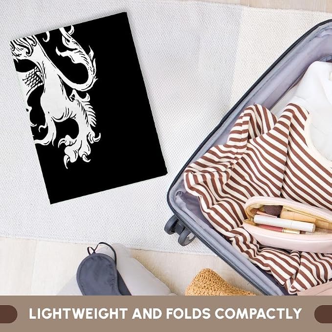 3dRose Cool Vintage Heraldic Royal Lion in White on Black 22x30 Bath Hand Pool Towel