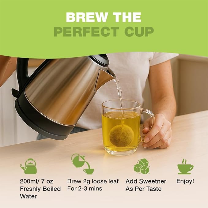HANDPICK, Green Tea Loose Leaf (255g/9oz) 127 Cups | Non-GMO, 100% Pure Green Tea Leaves Sourced from Himalayas, India | Resealable Ziplock Pouch