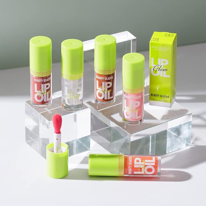 Beauty Glazed Big Brush Head Lip Oil, Ultra-Hydrating & Nourishing, Smooth Glossy Finish Lip Glow Oil, Shiny and Vegan Tinted Lip Gloss, Non-Sticky Formula (2, 107# HUGGING & 108# REBORN)