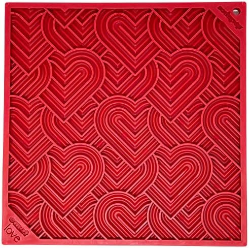 SodaPup Love eMat – Durable Lick Mat Feeder Made in USA from Non-Toxic, Pet-Safe, Food Safe Rubber for Mental Stimulation, Avoiding Overfeeding, Fresh Breath, Digestive Health, Calming, & More
