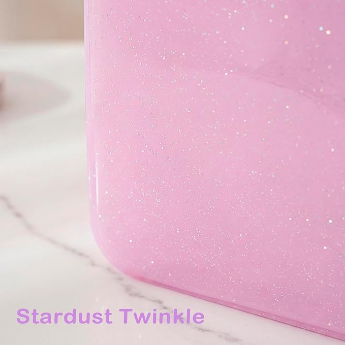 RSRSLEII Stardust Twinkle Jelly Travel Makeup & Toiletry Bag, Waterproof PVC Cosmetic Bag/Case for Women，Zipper SPF Beach Bag for Sunscreen Skincare and Daily Essentials (01Pink)