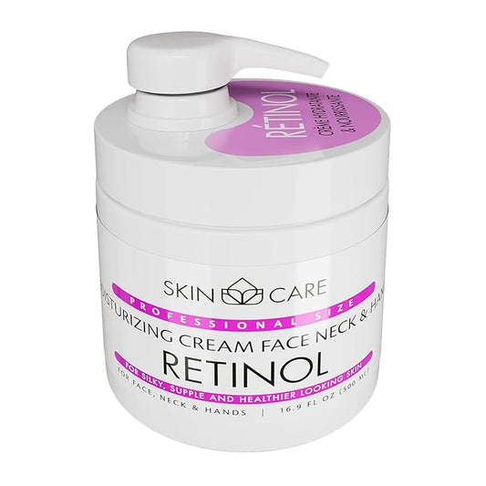 Skin Care Retinol 3-in-1 Moisturizer Face Cream, Neck and Hands - Treatment for Crepey Texture, Wrinkles and Sagging - Daily Lotion for All Skin Types - 16.9 fl. oz.