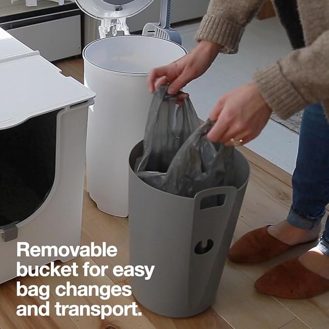 Modkat Litter Keeper, Cat Litter Disposal, Scoop, Filters & Bags, Gray | Odor-sealing litter disposal includes a scoop, charcoal filters and recycled waste bags