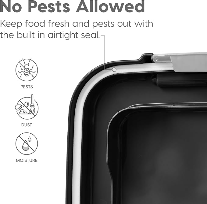 IRIS USA Dog Food Storage Container, Up to 38 lbs, Black, Made in USA