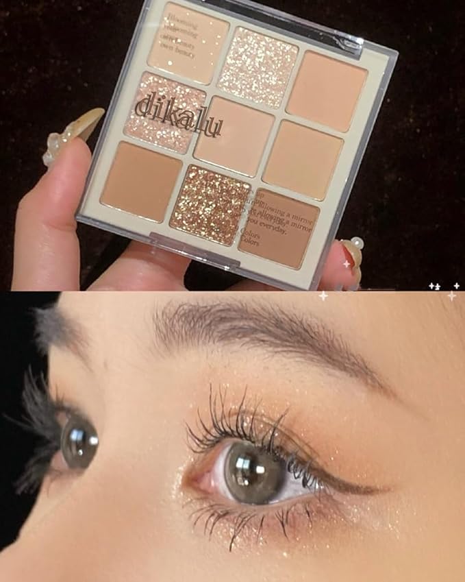 Kayswang 9 Colors Glitter Eyeshadow Makeup Palette, Eye Shadow Powder，Matte High Pigmented Colorful,Creamy Texture, Long LastingEyeshadow Powder Cosmetics,Natural Waterproof (03#)
