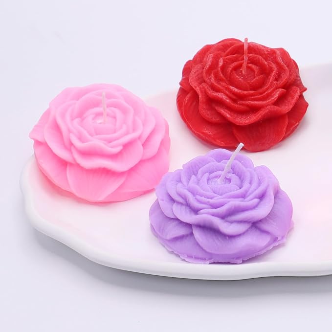 3 PCS Low Temperature Candles Solid Color Peony Flower Scented Candles Adult Low Heat Romantic Wax Play Candles Valentines Day Lovers, Couples