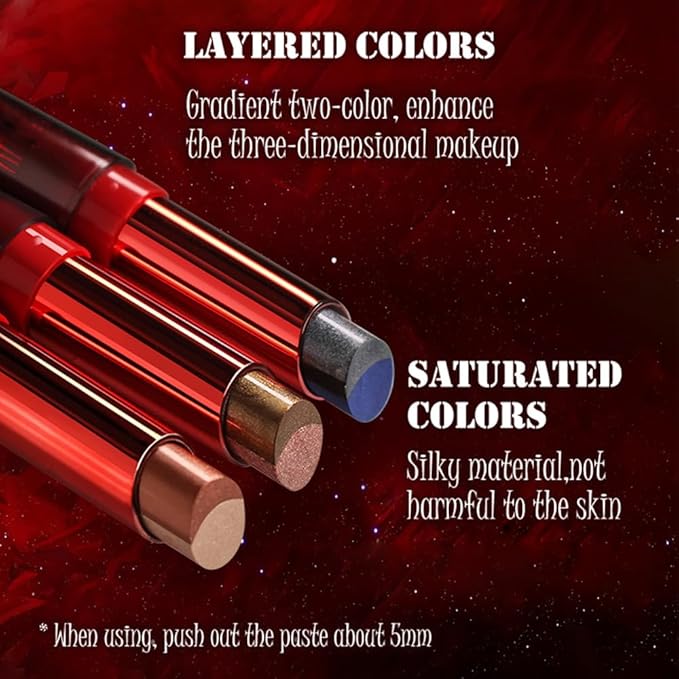 AMY'S DIARY Shimmer Rose Pink Bronze Gold Lipstick Long Lasting Metallic Lip Liner Shimmer for Women Makeup Double Colors Eyeshadow Stick Hydrating Highly Pigmented Coverage Non Stick Cup Lips Gloss
