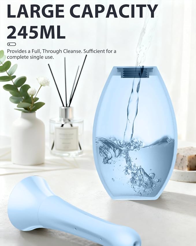 Enema Douche Anti Back-Flow, Anal Douche Connected to Shower Hole,Enema Bulb with 7 Spouts, Reusable Portable Enema Vaginal Cleaner kit for Men Women (Light Blue)