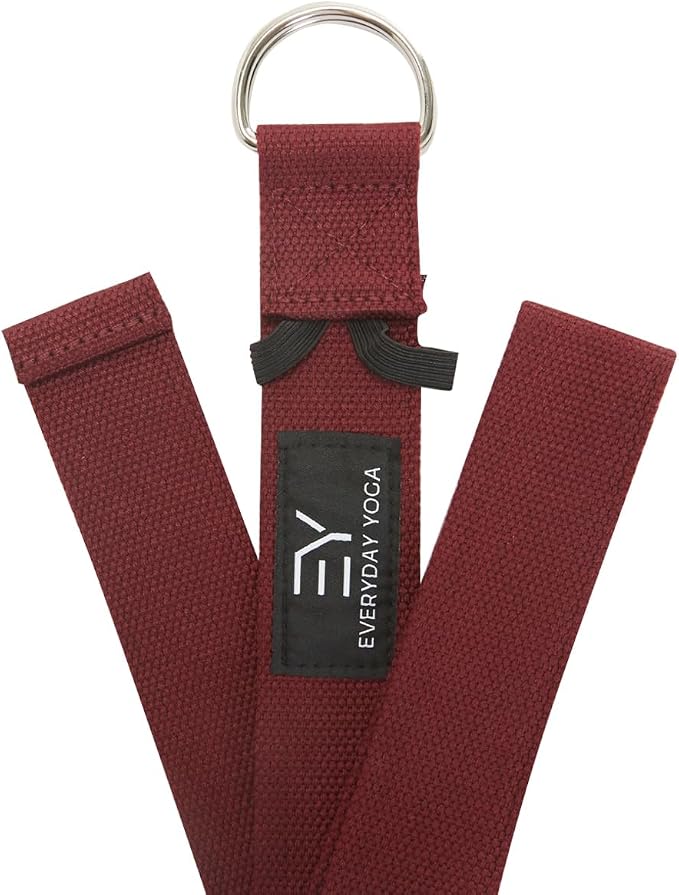 Everyday Yoga Strap with Metal D-Ring - Durable Stretching Strap for Yoga, Pilates, Flexibility & Physical Therapy (6ft, 8ft, 10ft)