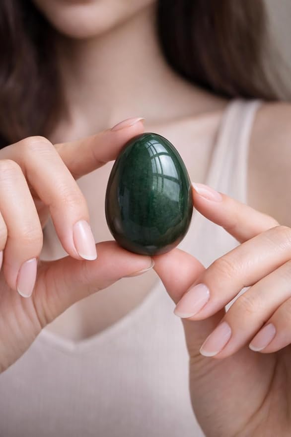 Nephrite Jade Stone Egg – Large Size (50 × 35 mm), 100% Natural Canadian Jade (BC Jade), Polished Gemstone Egg