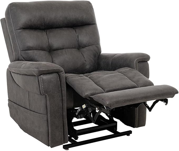 VivaLift! Radiance Power Recliner Lift Chair by PrideMobility, with 3 Heat Pads Heat System (Canyon Steel, Large-Tall with Curbside Delivery)