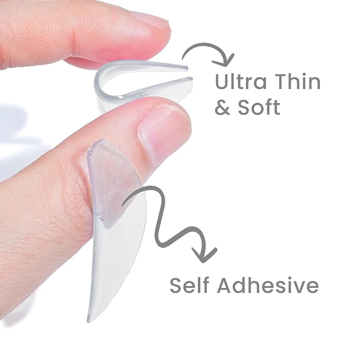 Libeauty 1mm Ultra Thin Flat Lash Lift Shields, Korean Lash Lift Pads for Step 1 Softening Only, Self Adhesive Glueless Silicone Lash Rods with Storage Case, Professional & DIY Supplies, Clear
