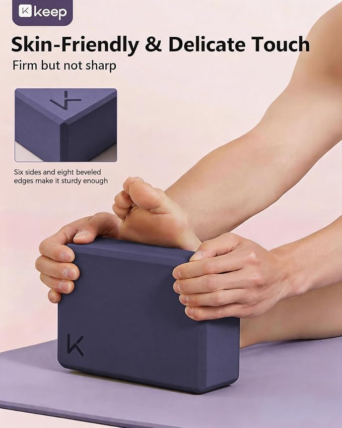 KEEP Yoga Block, High-Density EVA Foam 2 Pack Yoga Block with Non-Slip Textured Surface, Supportive, Lightweight - Ideal for Yoga