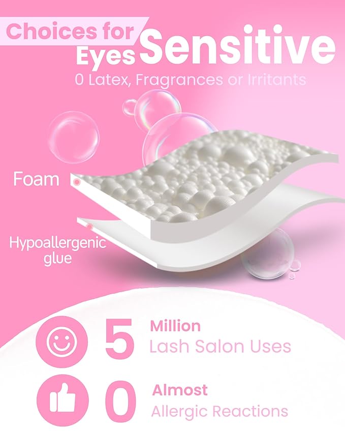 Eyepads for Lash Extensions (250 Pcs) - Akissos Non Slip Under Eye Patches, Foam Eye Pads Tape with Hypoallergenic Glue for Eyelash Extension|Lift|Tint|Remove, Lash Tech Must Haves Value Pack