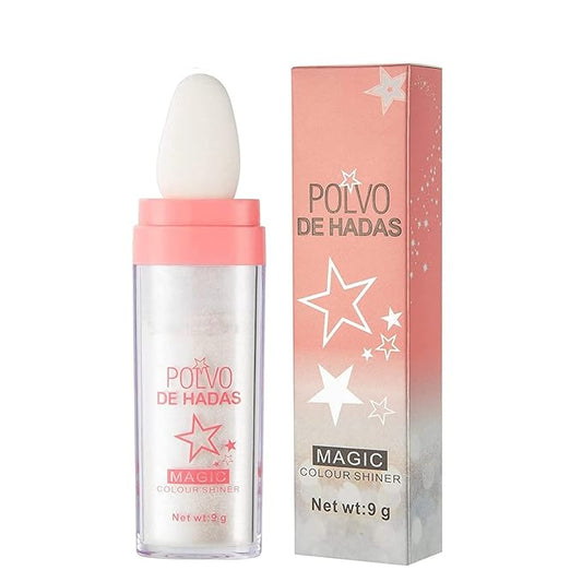 Kayswang Body Glitter Powder Stick Face highlights Shimmer Face and Body Highlighter Powder with Sponge Head, Magic Colour Shiner Powder for Face Body, Arms, Collarbones and Leg (01#White)