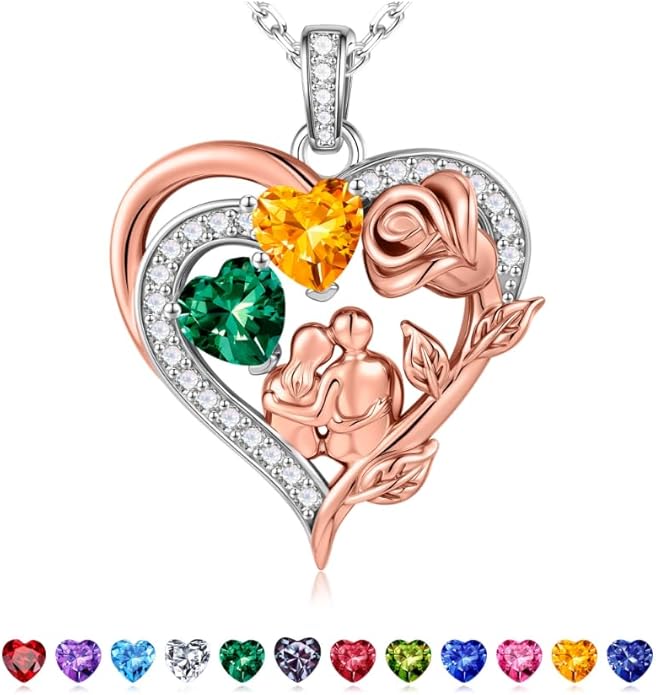 Iefil Valentines Day Gifts for Her - 925 Sterling Silver Birthstone Necklace for Women, Anniversary Birthday Gifts for Wife Girlfriend Mom
