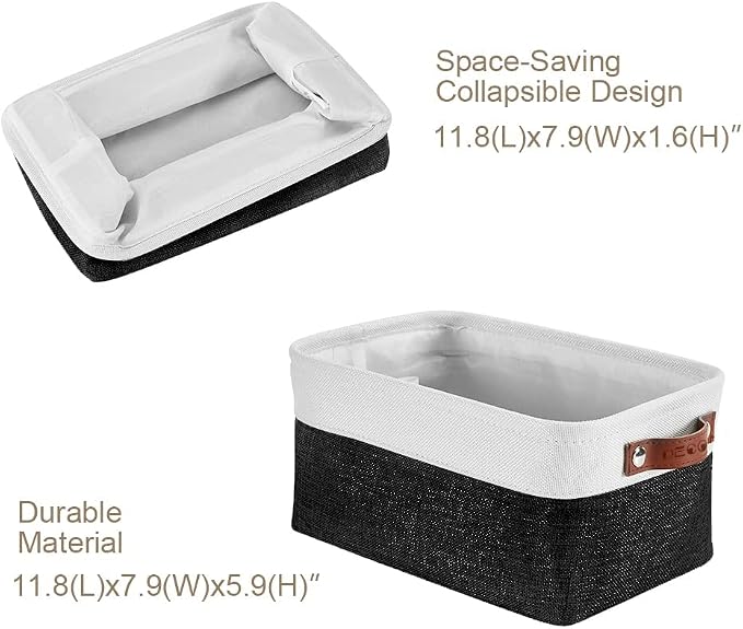DECOMOMO Small Storage Basket, Closet Storage Bins | 6 Pack Baskets for Organizing Shelves, Decorative Linen Closet Baskets (Black & White)