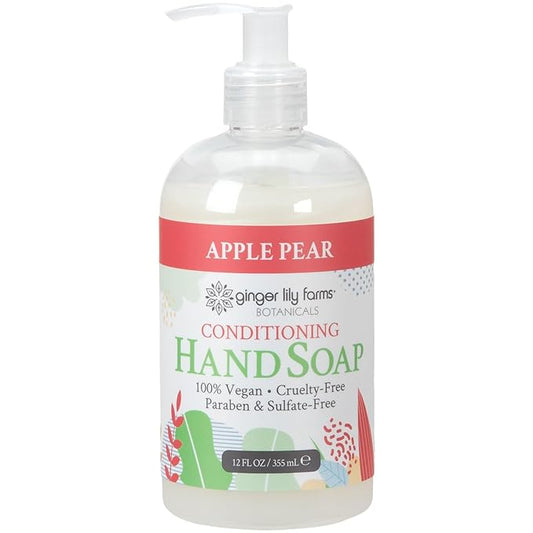 Ginger Lily Farms Botanicals Conditioning Liquid Hand Soap Refill, 100% Vegan & Cruelty-Free, Apple Pear Scent, 12 Fl Oz