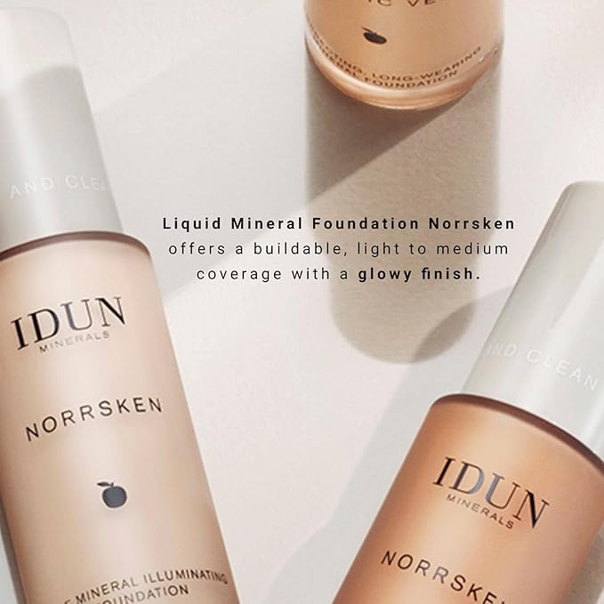 IDUN Minerals Liquid Norrsken Foundation - Silky Smooth Coverage - Luminous, Dewy Finish for Dry and Dull Skin - Water Resistant and Vegan Makeup - 207 Disa - Neutral Light - 1.01 oz