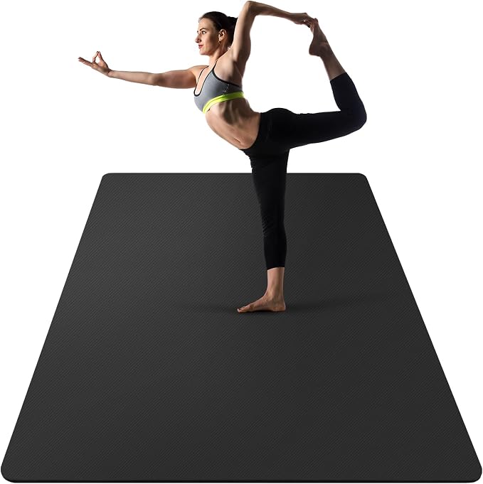UMINEUX Extra Thick Yoga Mat, 2/5 Inch (10MM), Natural Rubber and TPE Non Slip Yoga Mats with Strap for Women Men, Eco Friendly Exercise Mat for Yoga, Pilates and Home Workout