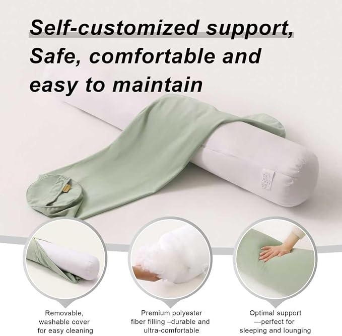 Body Pillow for Adults,Long Round Pillow,Big Cylindrical Pillow,Large Full Bolster Pillows for Side Sleepers (Celadon Green, 47.24"*7.87")