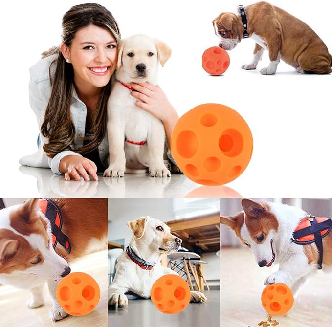 Tricky Treat Ball - Food Dispensing Dog Toy, Soft Rubber 3D Surface, Easy Grip for Small & Medium Dogs
