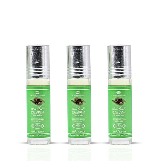 Al-Rehab Choco Musk Pistachio Perfume Oil Roll-On - 6ml (0.2 oz) | Nutty Gourmand Fragrance with Pistachio, Chocolate & Vanilla | Sweet, Creamy & Addictive | Long-Lasting Scent (Pack of 3)