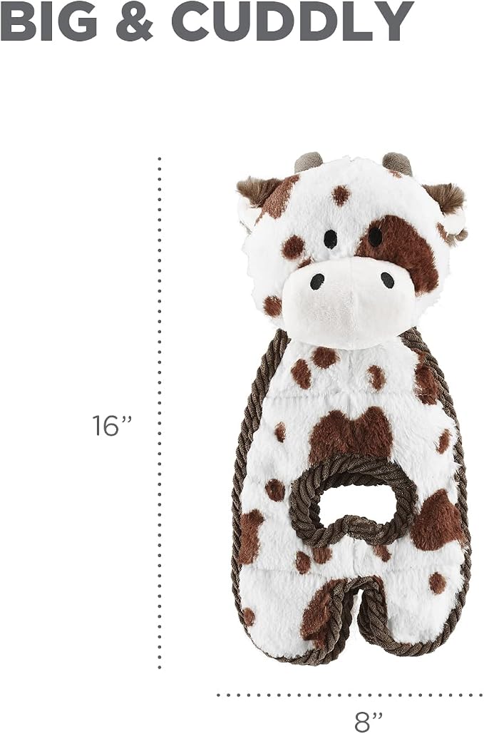 Outward Hound by Charming Pet Cuddle Tugs Cow Plush Squeaky Dog Toy